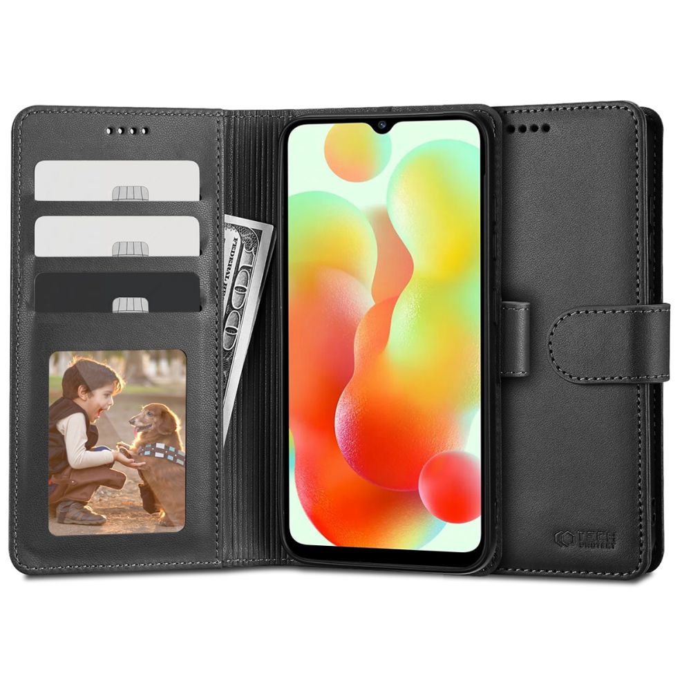 Tech-Protect piniginės dėklas Xiaomi Redmi 12C – juodas -- Xiaomi Redmi 12C