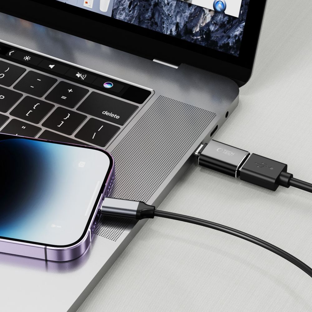 Tech-Protect UltraBoost Lightning (vyriškas) / USB-A (moteriškas) OTG adapteris – juodas -- USB Adapters