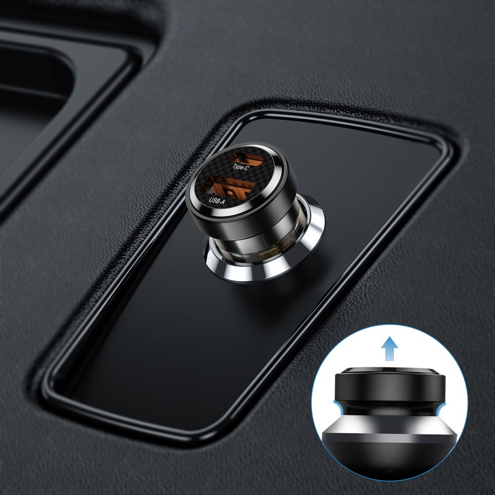 Tech-Protect Automobilinis įkroviklis CC30W USB-C PD 30W / USB-A QC 3.0 - juodas -- Cell phone chargers