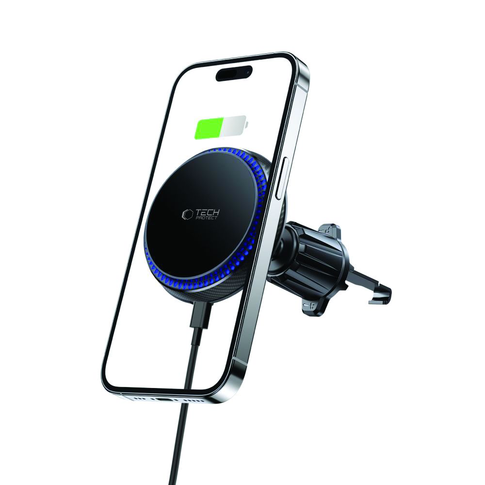 Tech-Protect Automobilinis telefono laikiklis MM15W-V4 su MagSafe 15W indukciniu įkrovikliu oro angai - juodas -- Cell...