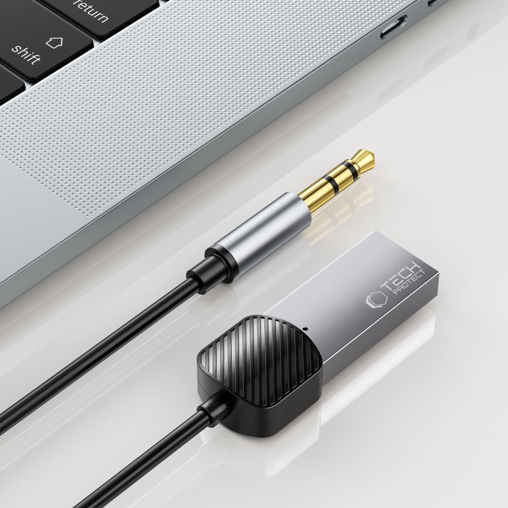 Tech-Protect UltraBoost garso adapteris mini jack 3,5 mm (kištukas) / Bluetooth – pilkas -- Audio Adapters