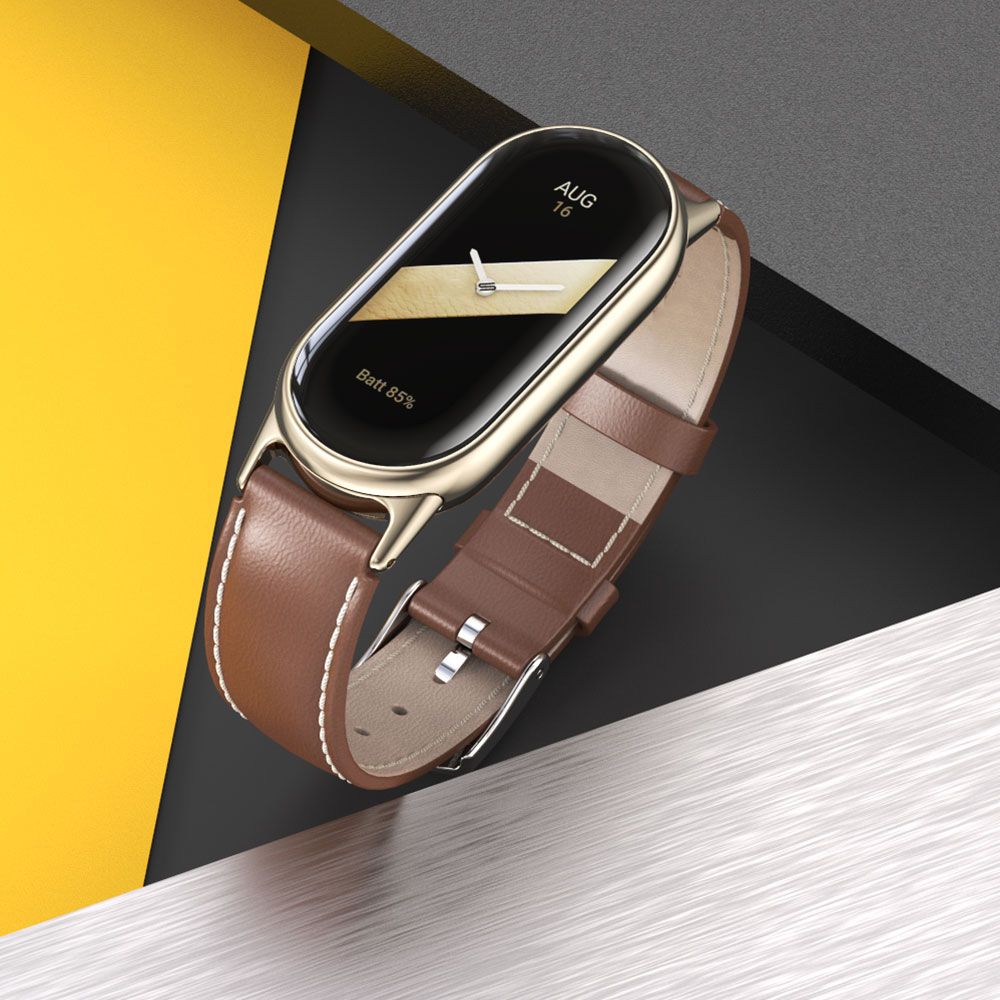 Tech-Protect Leatherfit dirželis, skirtas Xiaomi Smart Band 8/8 NFC - juodas -- Xiaomi Smart Band 8