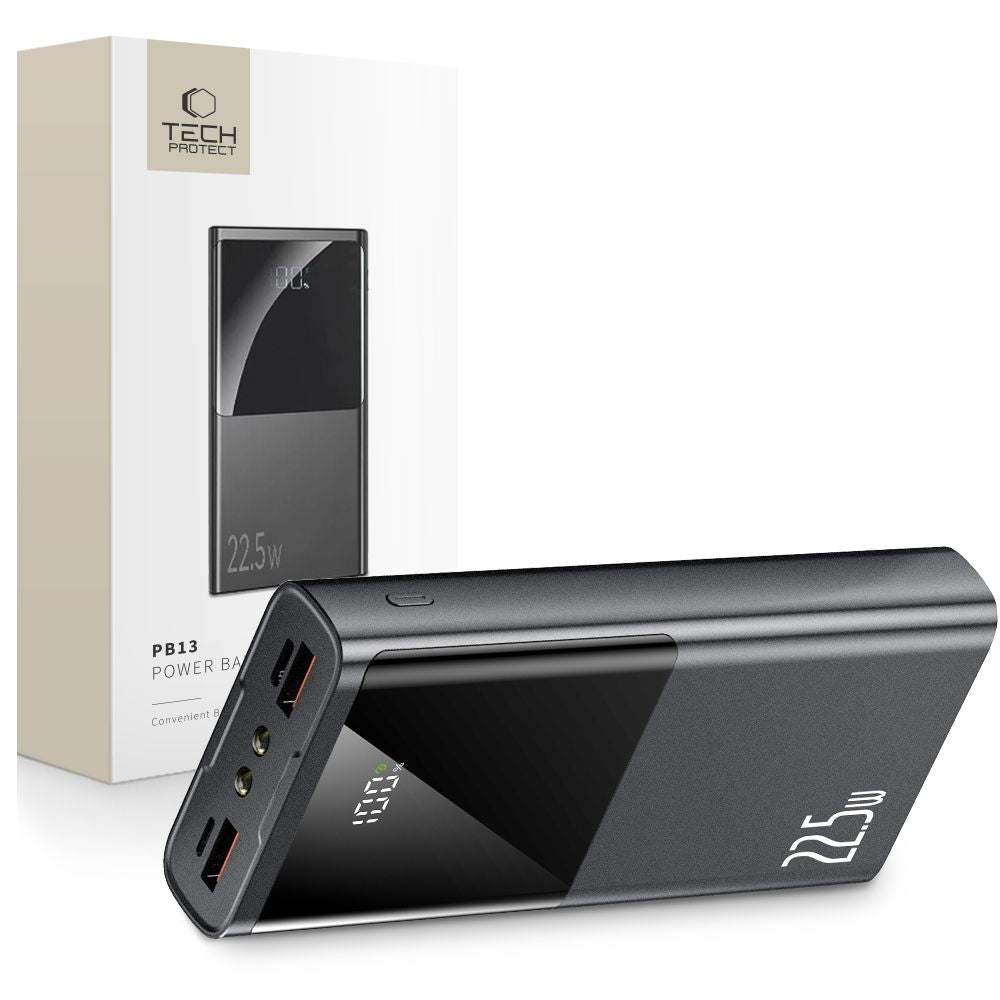 Tech-Protect Išorinė baterija PB13 20000mAh 22.5W 2x USB-A / USB-C / Lightning su USB-C / USB-A laidu - pilkas -- Powerbanks