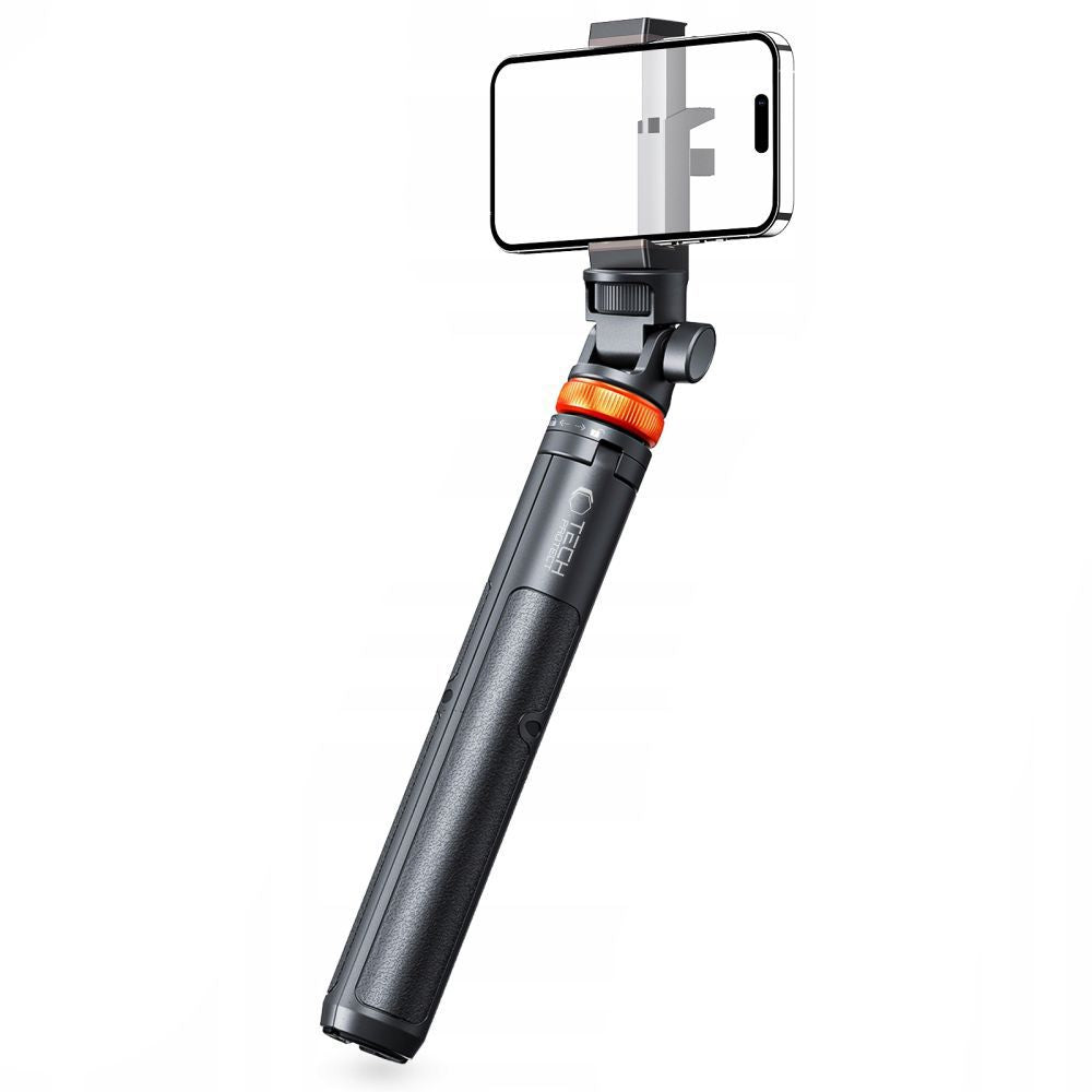 Tech-Protect L03S Bluetooth asmenukių lazda su nuotolinio valdymo pultu, trikoju iki 148cm ir 180° galva - juoda --...