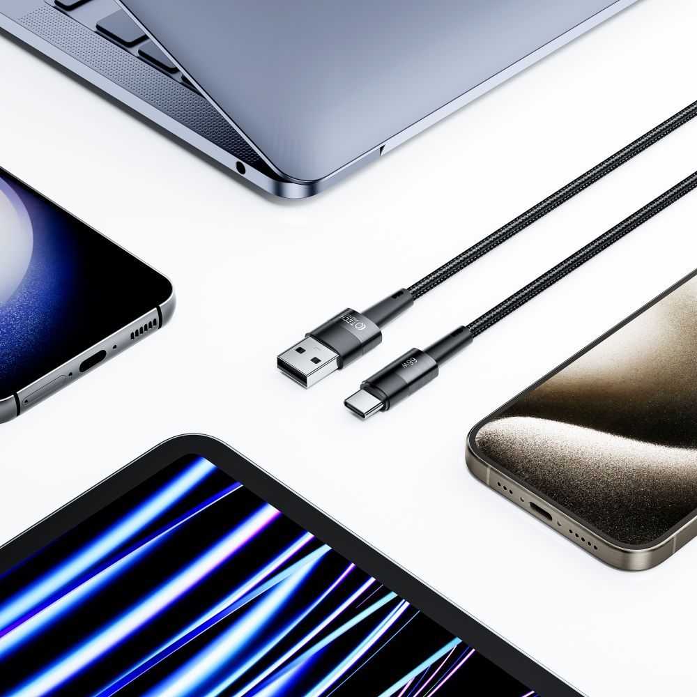 Tech-Protect UltraBoost USB-C / USB-A laidas 66W 6A 0.25m - pilkas -- Cell phone cables