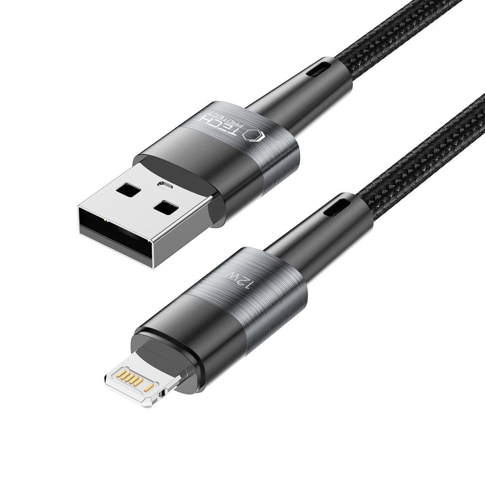 Tech-Protect UltraBoost Lightning / Lightning laidas 12W 2.4A 2m - pilkas -- Cell phone cables