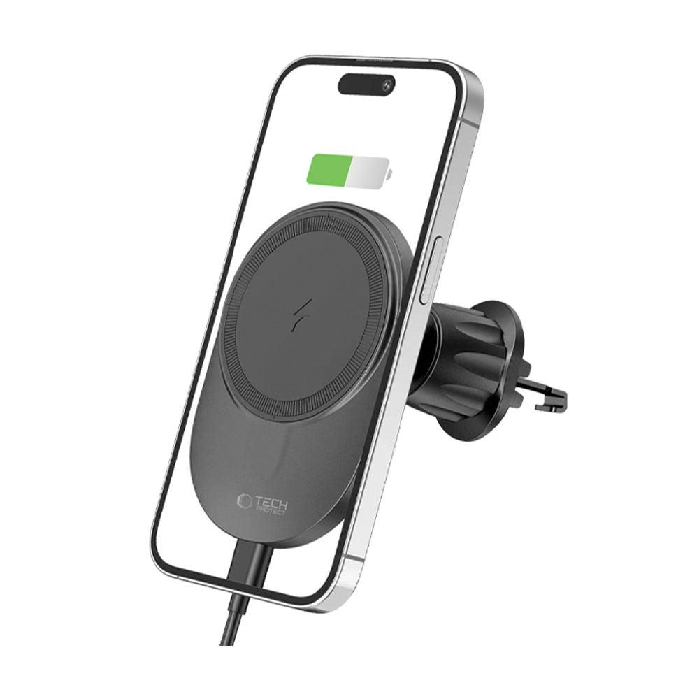 Tech-Protect Automobilinis telefono laikiklis MM15W-V1 su MagSafe 15W indukciniu įkrovikliu oro angai - juodas -- Cell...