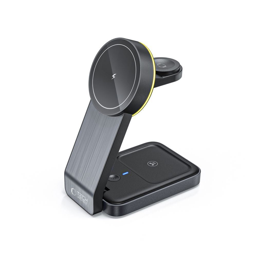 Tech-Protect Indukcinis įkroviklis QI15W-A28 MagSafe 3in1 su stovu išmaniajam telefonui / Apple Watch / AirPods - juodas...