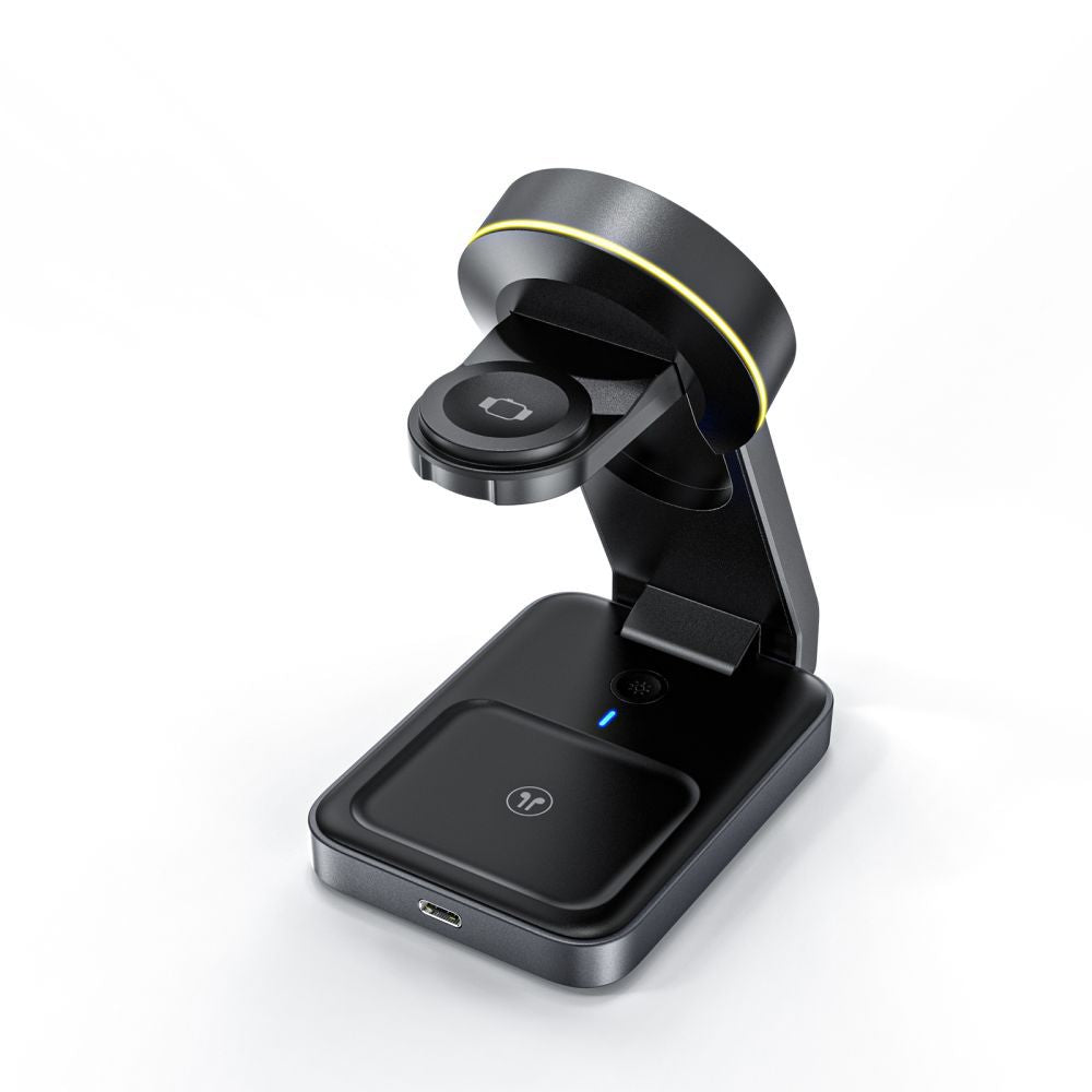 Tech-Protect Indukcinis įkroviklis QI15W-A28 MagSafe 3in1 su stovu išmaniajam telefonui / Apple Watch / AirPods - juodas...