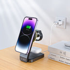 Tech-Protect Indukcinis įkroviklis QI15W-A28 MagSafe 3in1 su stovu išmaniajam telefonui / Apple Watch / AirPods - juodas...
