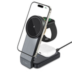 Tech-Protect Indukcinis įkroviklis QI15W-A28 MagSafe 3in1 su stovu išmaniajam telefonui / Apple Watch / AirPods - juodas...