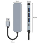 HUB Tech-Protect V0 5in1 USB-A - USB-A 3.0 / 3x USB-A 2.0 / USB-C - pilkas -- USB Hubs