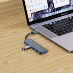 HUB Tech-Protect V0 5in1 USB-A - USB-A 3.0 / 3x USB-A 2.0 / USB-C - pilkas -- USB Hubs