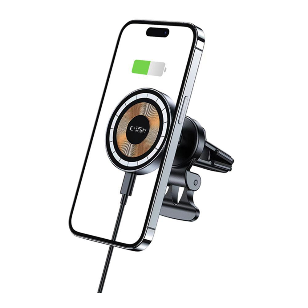 Tech-Protect Automobilinis telefono laikiklis MM15W-V5 su MagSafe 15W indukciniu įkrovikliu oro angai - juodas -- Cell...