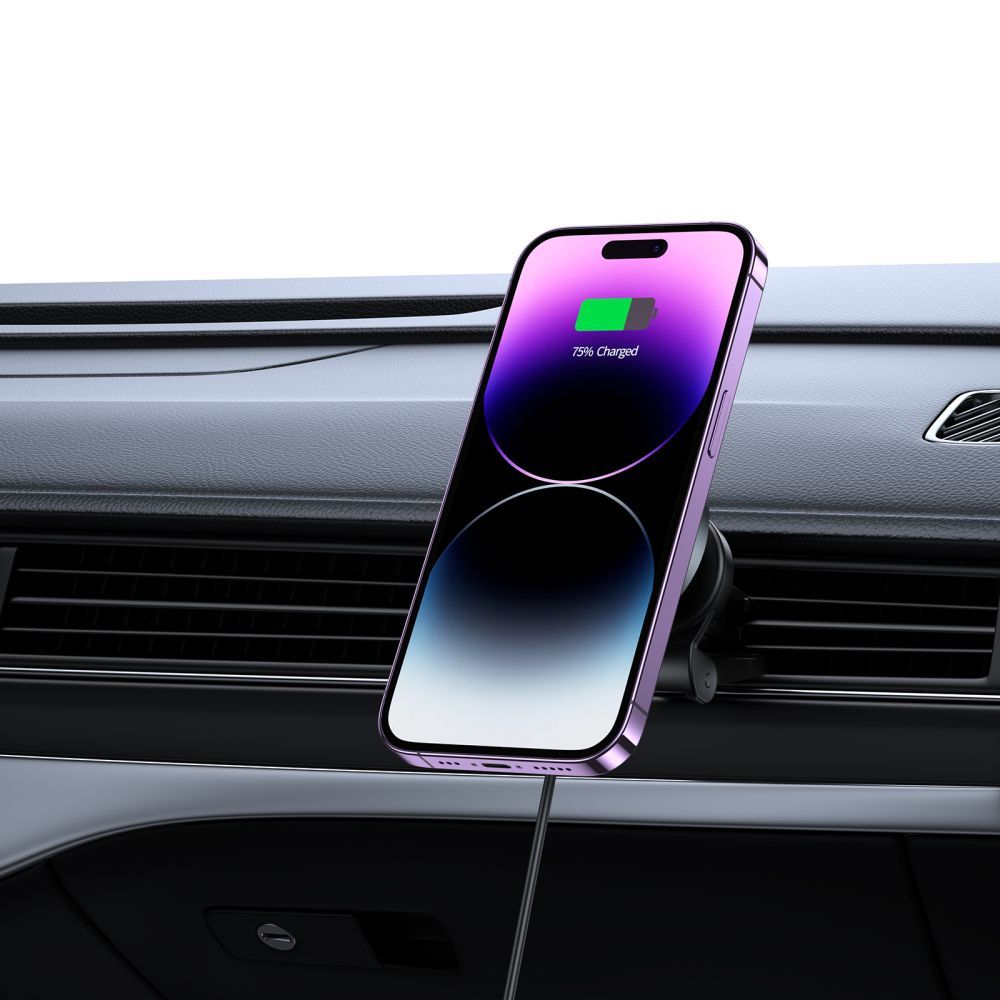 Tech-Protect Automobilinis telefono laikiklis MM15W-V5 su MagSafe 15W indukciniu įkrovikliu oro angai - juodas -- Cell...