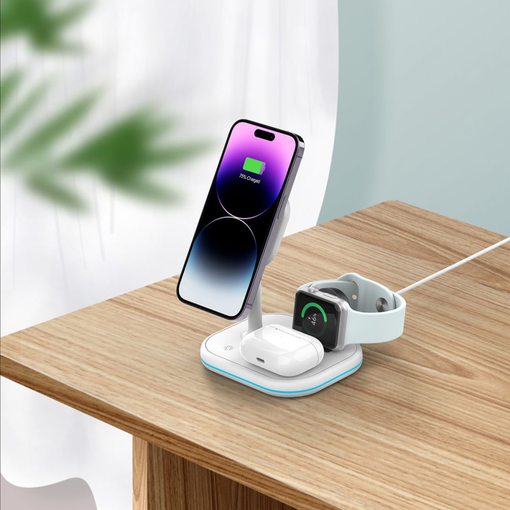 Tech-Protect Indukcinis įkroviklis QI15W-A27 3-in-1 su MagSafe stovu išmaniajam telefonui / Apple Watch / AirPods -...