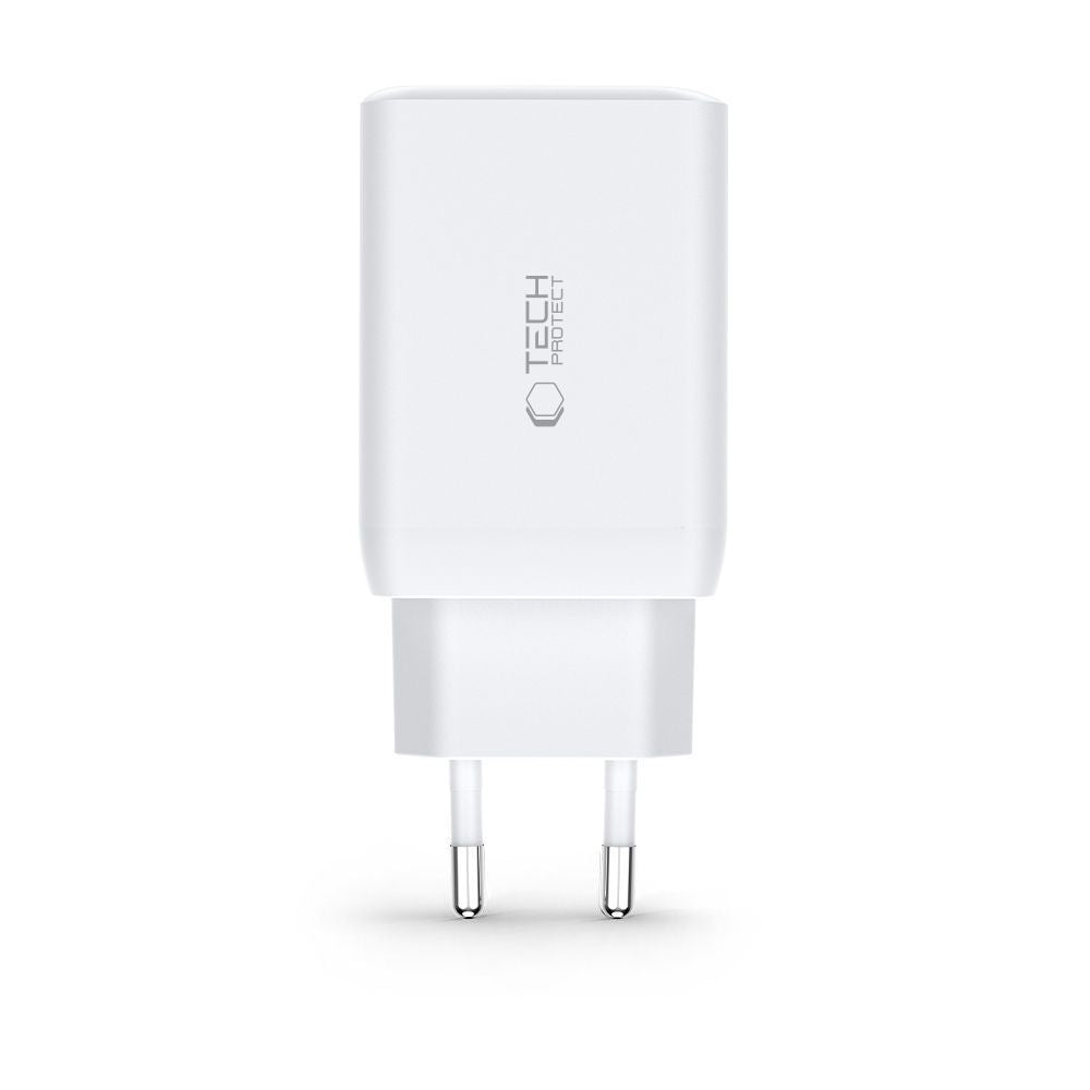 Tech-Protect C65W įkroviklis 2x USB-C PD 65W / USB-A QC 3.0 - baltas -- Cell phone chargers