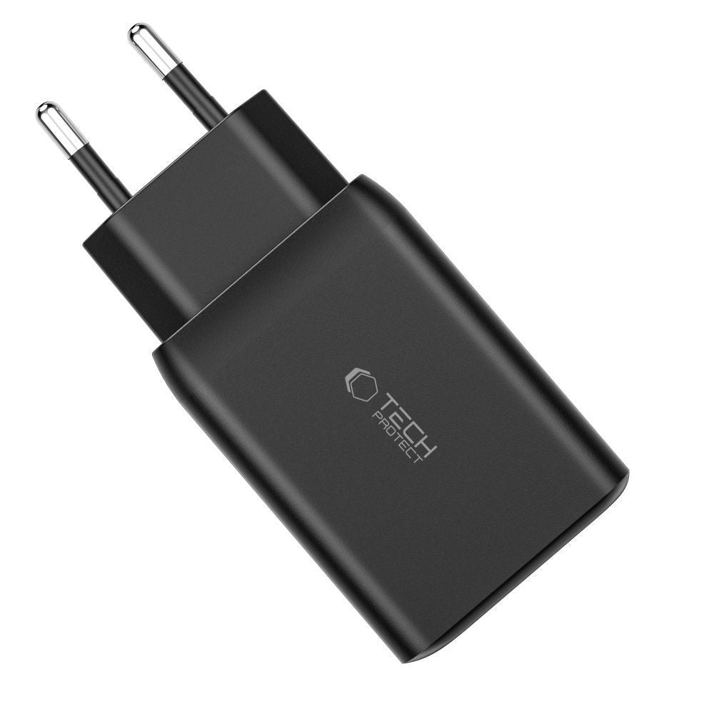 Tech-Protect C65W įkroviklis 2x USB-C PD 65W / USB-A QC 3.0 - juodas -- Cell phone chargers