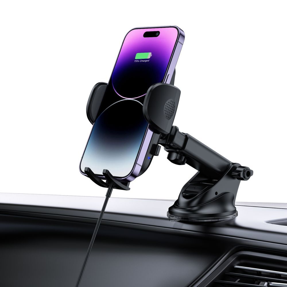 Tech-Protect CM15W-V1 automobilinis telefono laikiklis su 15W indukciniu įkrovikliu prietaisų skydui/oro angai - juodas...