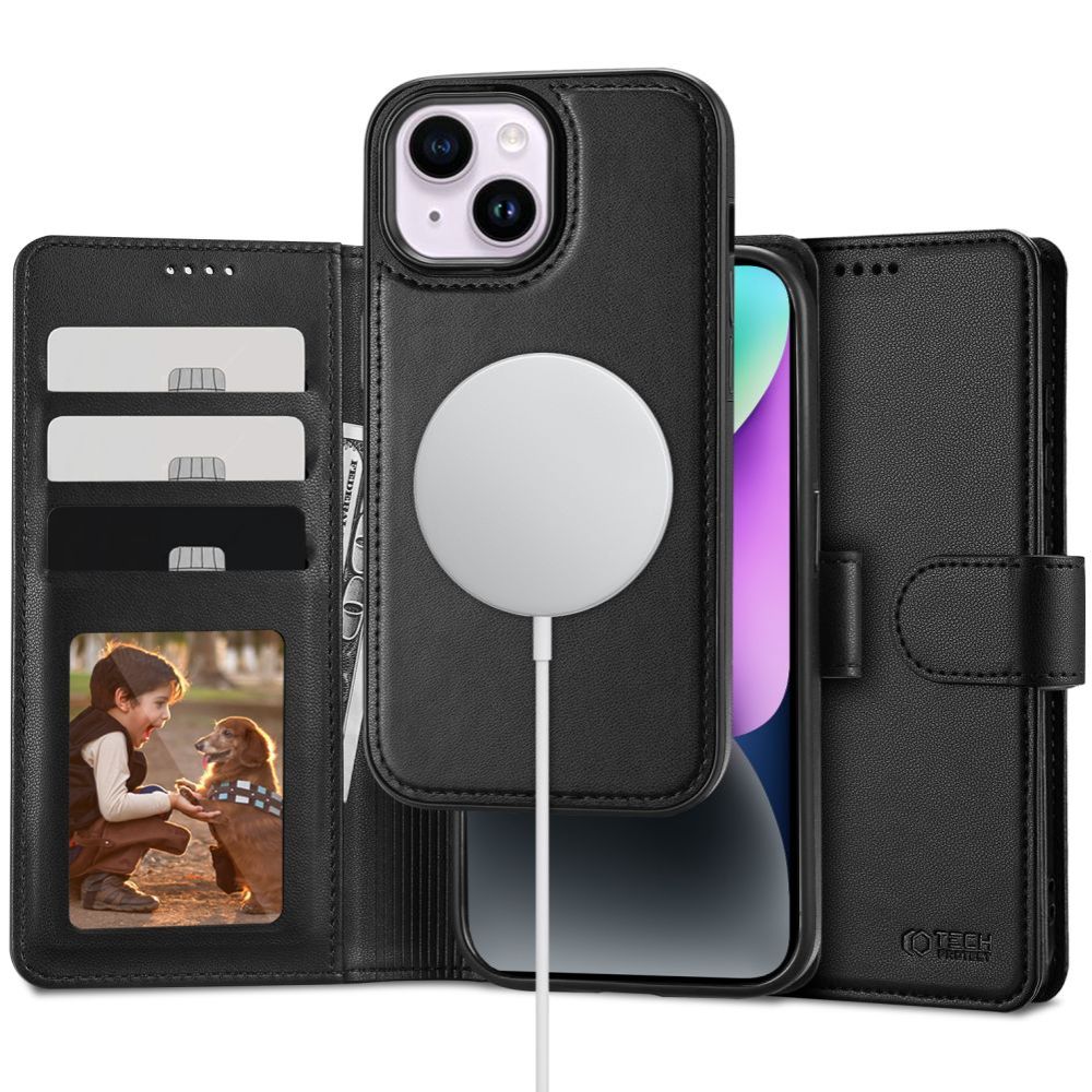 Tech-Protect Wallet MagSafe dėklas iPhone 15 – juodas -- iPhone 15
