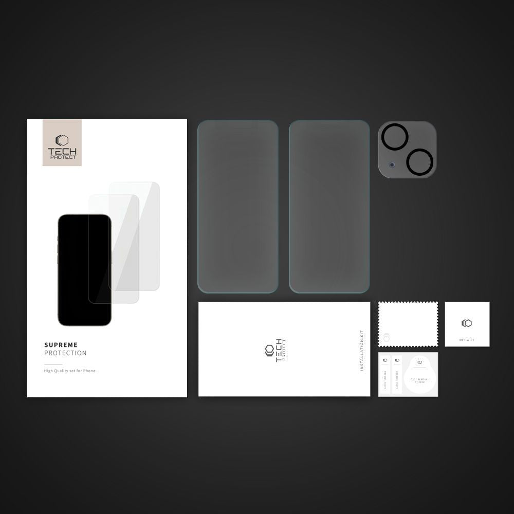 Tech-Protect Supreme stiklo rinkinys iPhone 15 (ekranui + kamerai) -- iPhone 15
