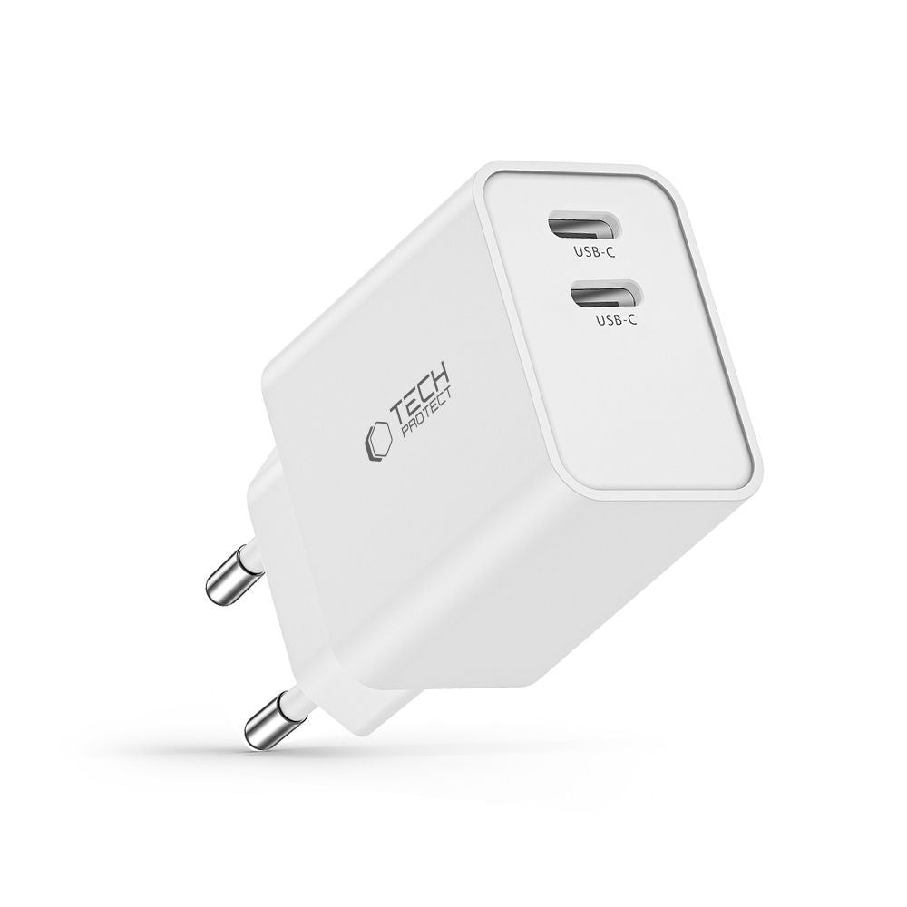 Tech-Protect C35W įkroviklis 2x USB-C PD 35W - baltas -- Cell phone chargers
