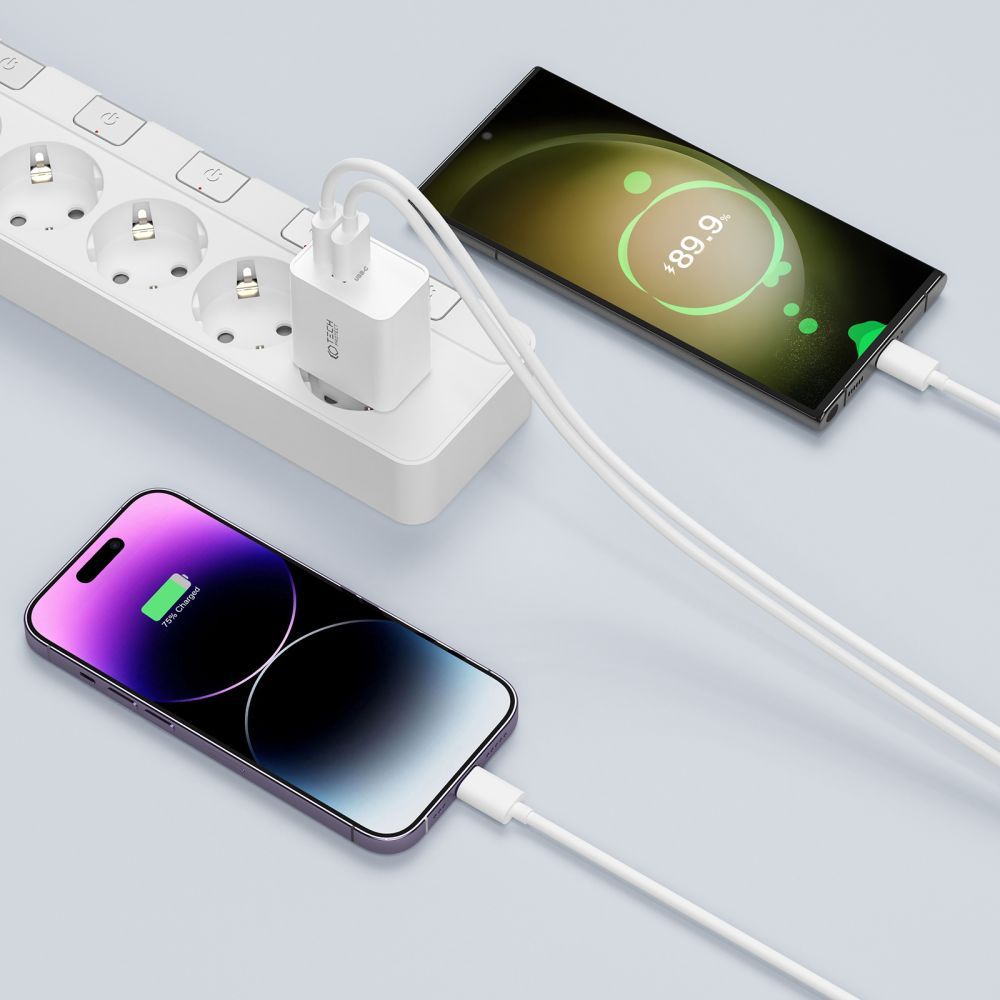 Tech-Protect C35W įkroviklis 2x USB-C PD 35W - baltas -- Cell phone chargers