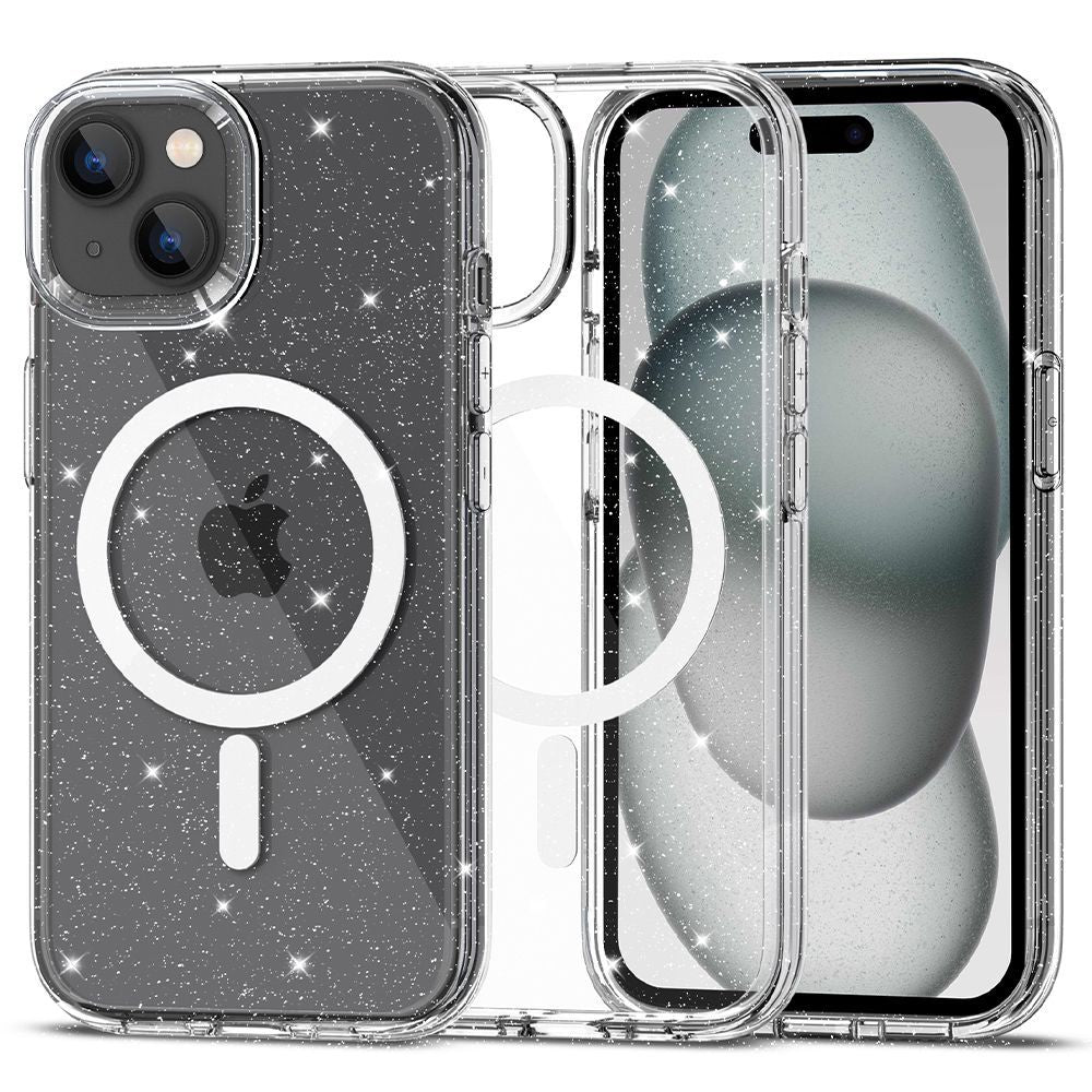 Tech-Protect FlexAir MagSafe dėklas iPhone 15 – skaidrus, blizgučiai -- iPhone 15