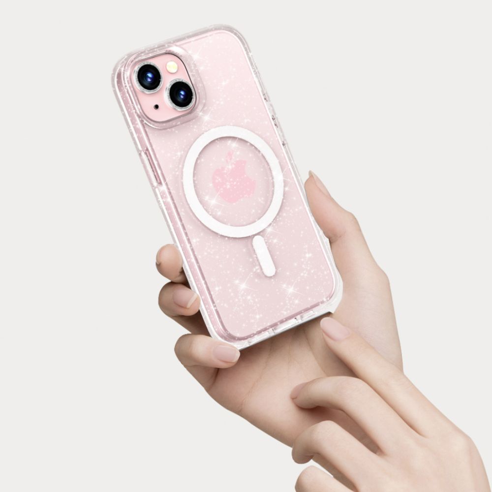 Tech-Protect FlexAir MagSafe dėklas iPhone 15 – skaidrus, blizgučiai -- iPhone 15