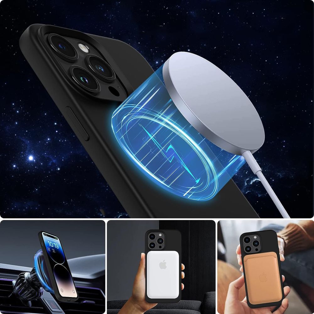 Tech-Protect silikoninis MagSafe dėklas iPhone 13/14 – juodas -- iPhone 13
