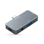 HUB Tech-Protect V6 4in1 USB-C - USB-A 3.0 / USB-C PD100W / HDMI / mini jack 3.5mm - pilkas -- USB Hubs