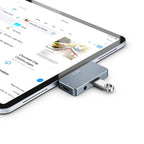 HUB Tech-Protect V6 4in1 USB-C - USB-A 3.0 / USB-C PD100W / HDMI / mini jack 3.5mm - pilkas -- USB Hubs