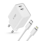 Tech-Protect C35W sieninis įkroviklis 2x USB-C PD 35W su USB-C / Lightning laidu - baltas -- Cell phone chargers
