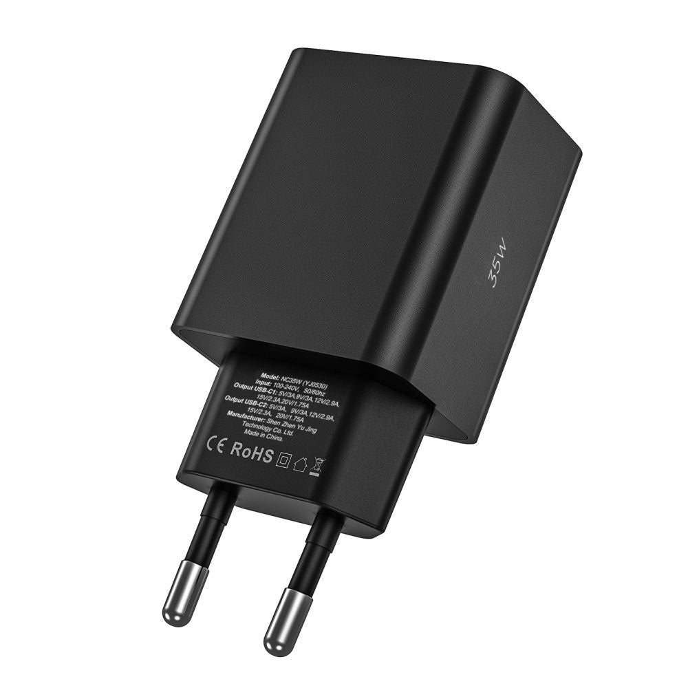 Tech-Protect C35W sieninis įkroviklis 2x USB-C PD 35W su USB-C / Lightning laidu - baltas -- Cell phone chargers
