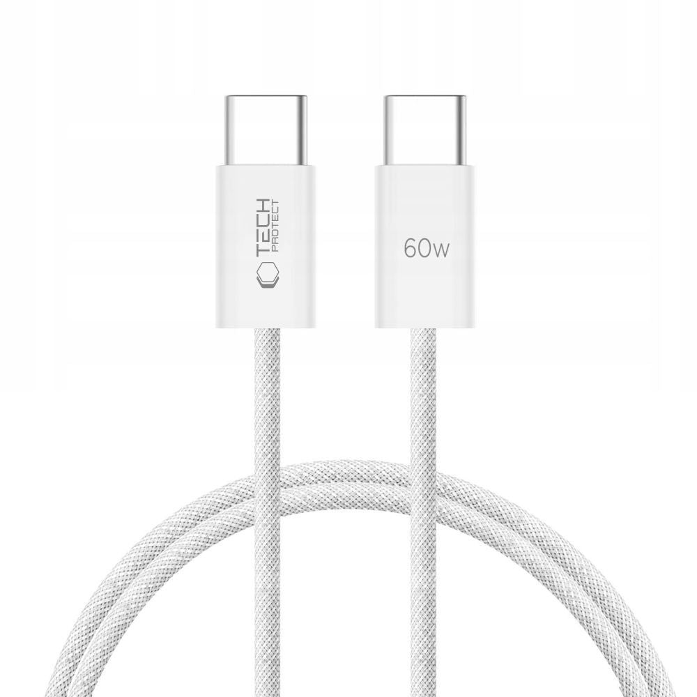 Tech-Protect UltraBoost Classic USB-C / USB-C PD laidas 60W 3A 1m - baltas -- Cell phone cables