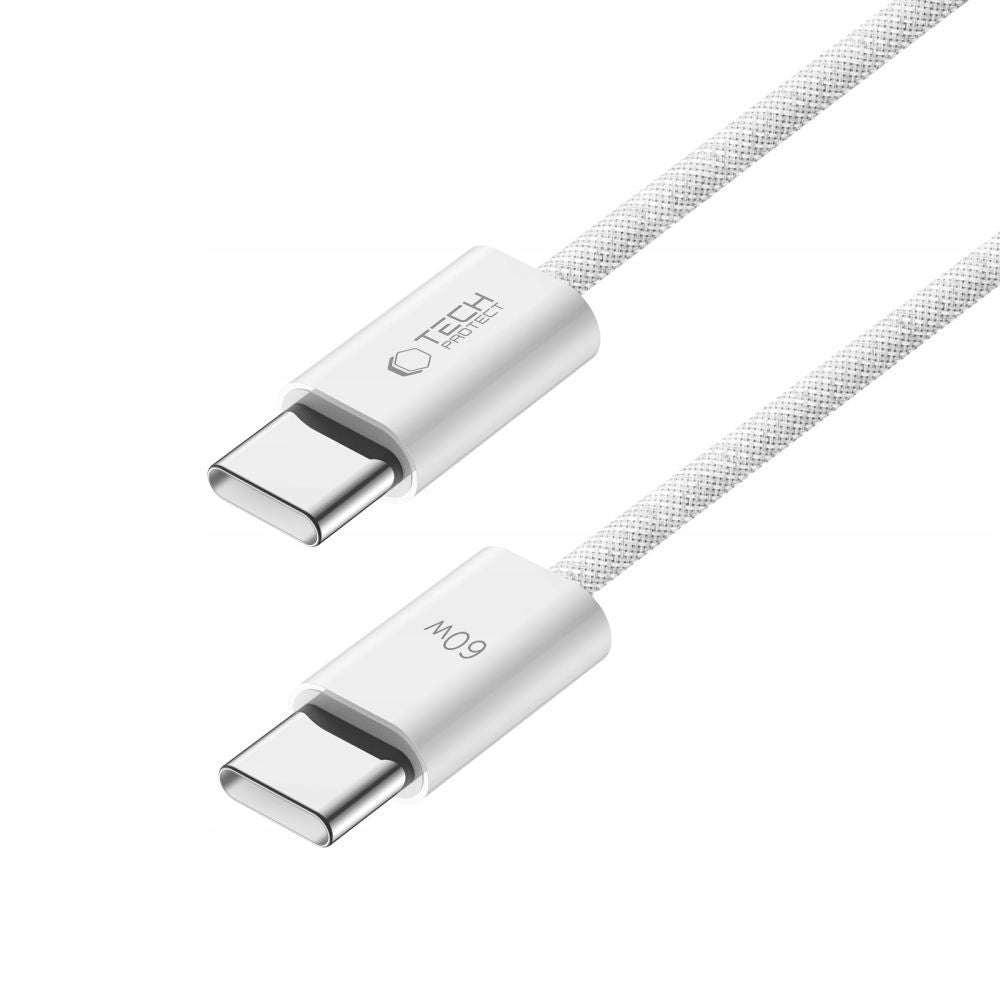 Tech-Protect UltraBoost Classic USB-C / USB-C PD laidas 60W 3A 1m - baltas -- Cell phone cables