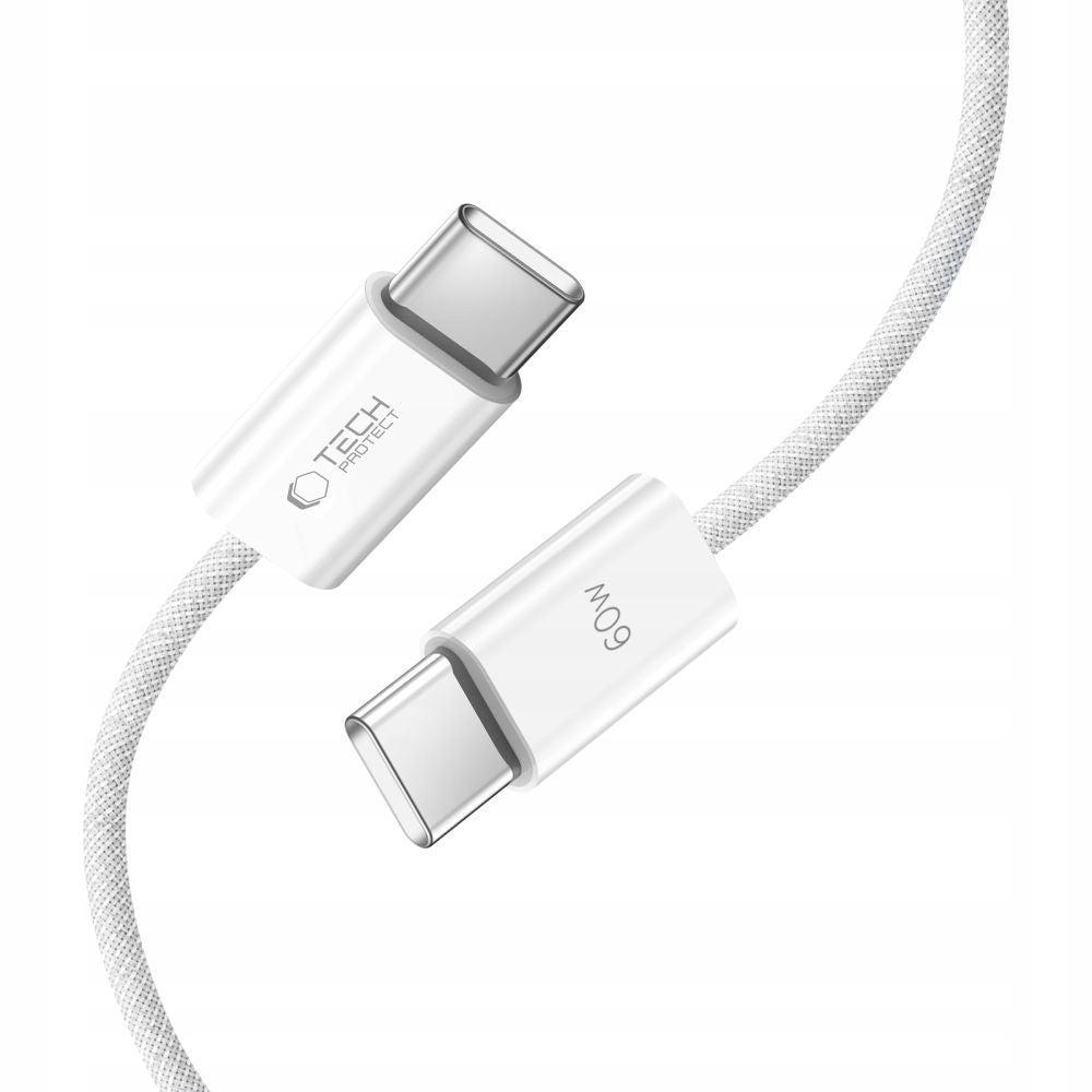 Tech-Protect UltraBoost Classic USB-C / USB-C PD laidas 60W 3A 1m - baltas -- Cell phone cables