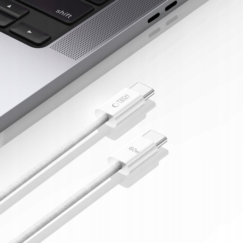 Tech-Protect UltraBoost Classic USB-C / USB-C PD laidas 60W 3A 1m - baltas -- Cell phone cables