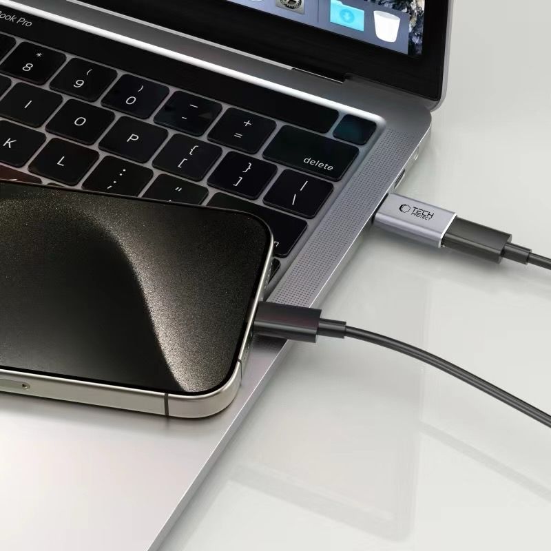 Tech-Protect UltraBoost USB-C (vyriškas) / Lightning (moteriškas) adapteris – pilkas -- USB Adapters