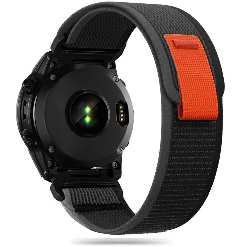 Tech-Protect nailoninis dirželis, skirtas Garmin Fenix ​​5 / 6 / 6 Pro / 7 - juodas / oranžinis -- Watch Straps