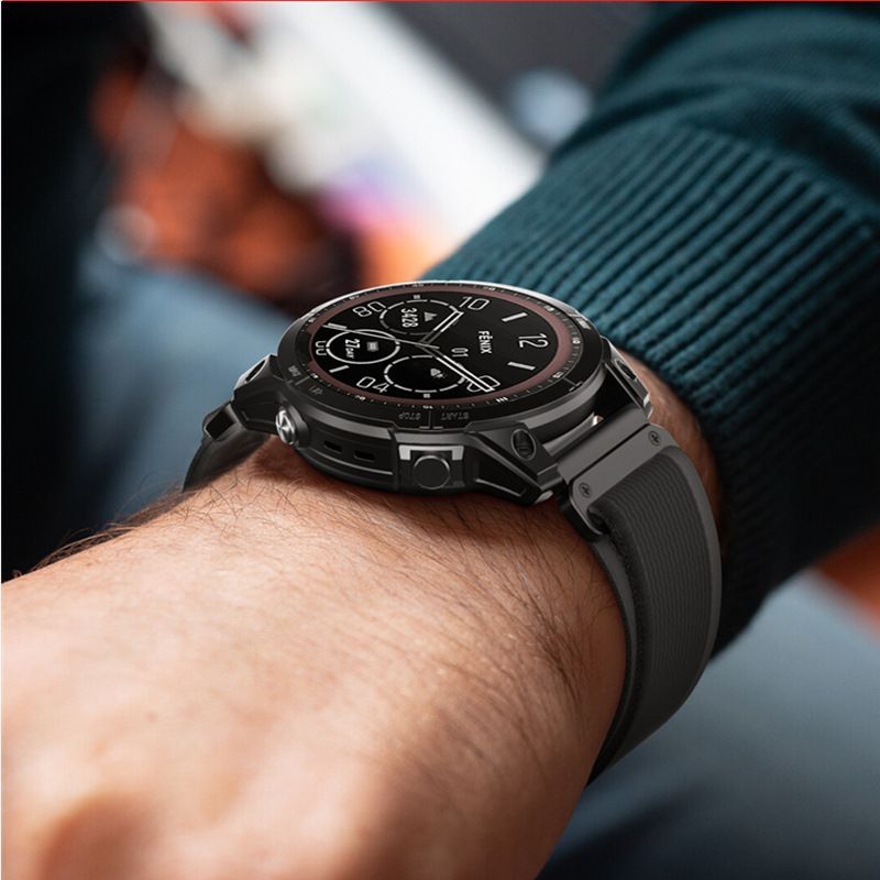 Tech-Protect nailoninis dirželis, skirtas Garmin Fenix ​​5 / 6 / 6 Pro / 7 - juodas / oranžinis -- Watch Straps