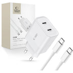Tech-Protect C20W įkroviklis 2x USB-C PD 20W su USB-C / USB-C laidu - baltas -- Cell phone chargers