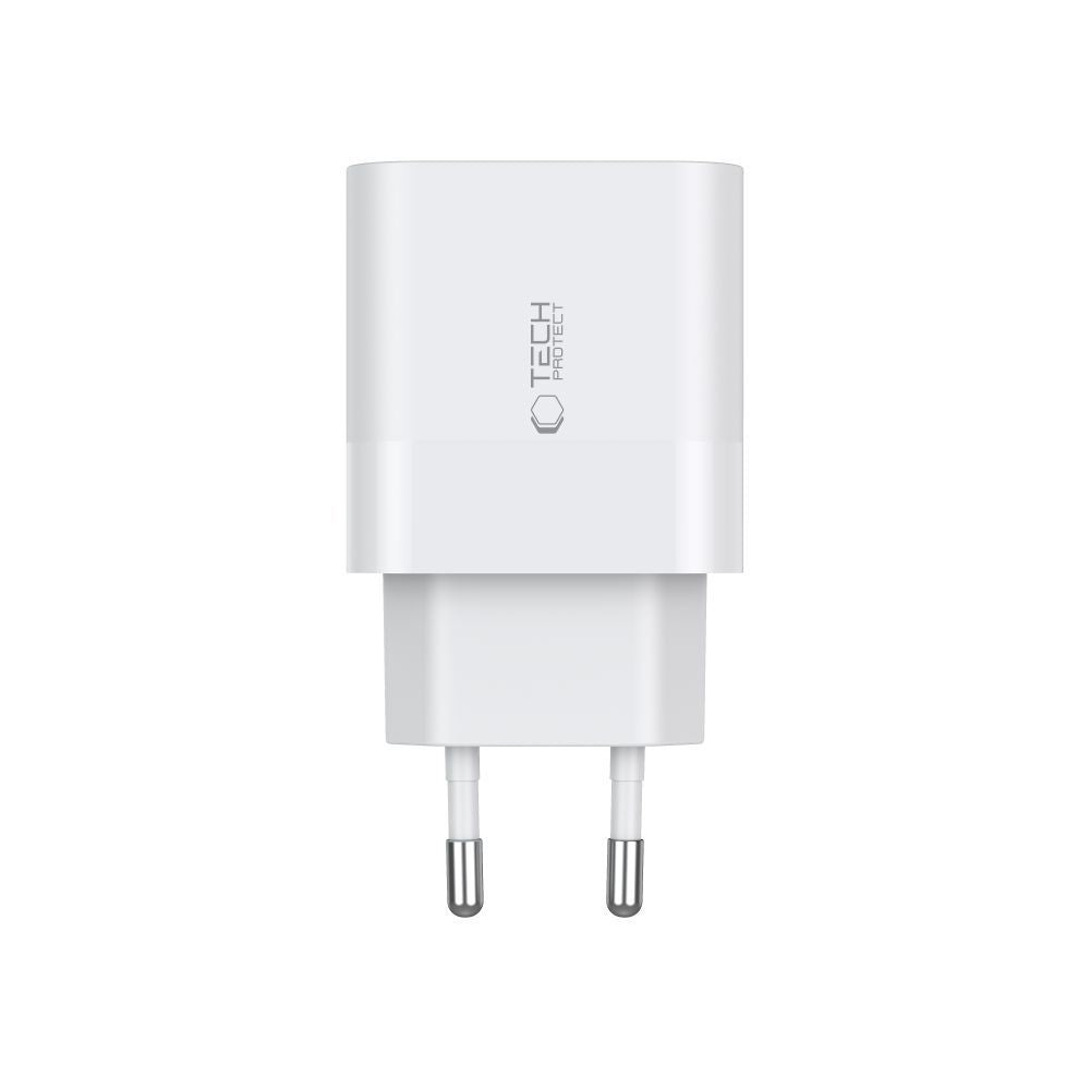 Tech-Protect C20W įkroviklis 2x USB-C PD 20W su USB-C / USB-C laidu - baltas -- Cell phone chargers
