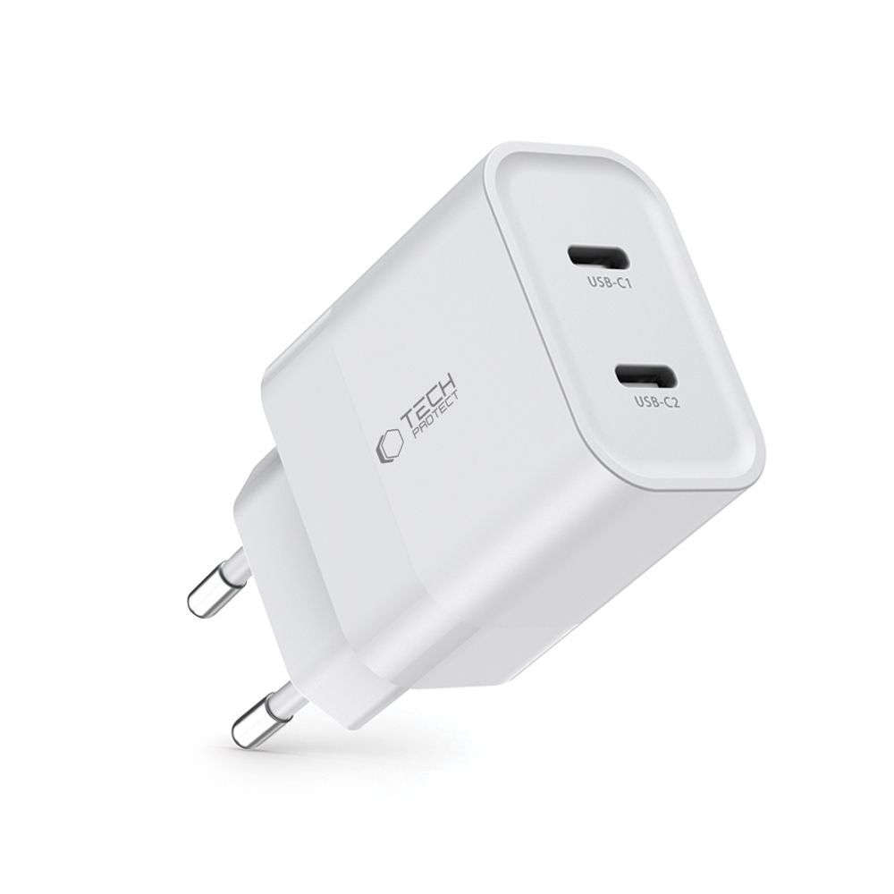 Tech-Protect C20W įkroviklis 2x USB-C PD 20W - baltas -- Cell phone chargers
