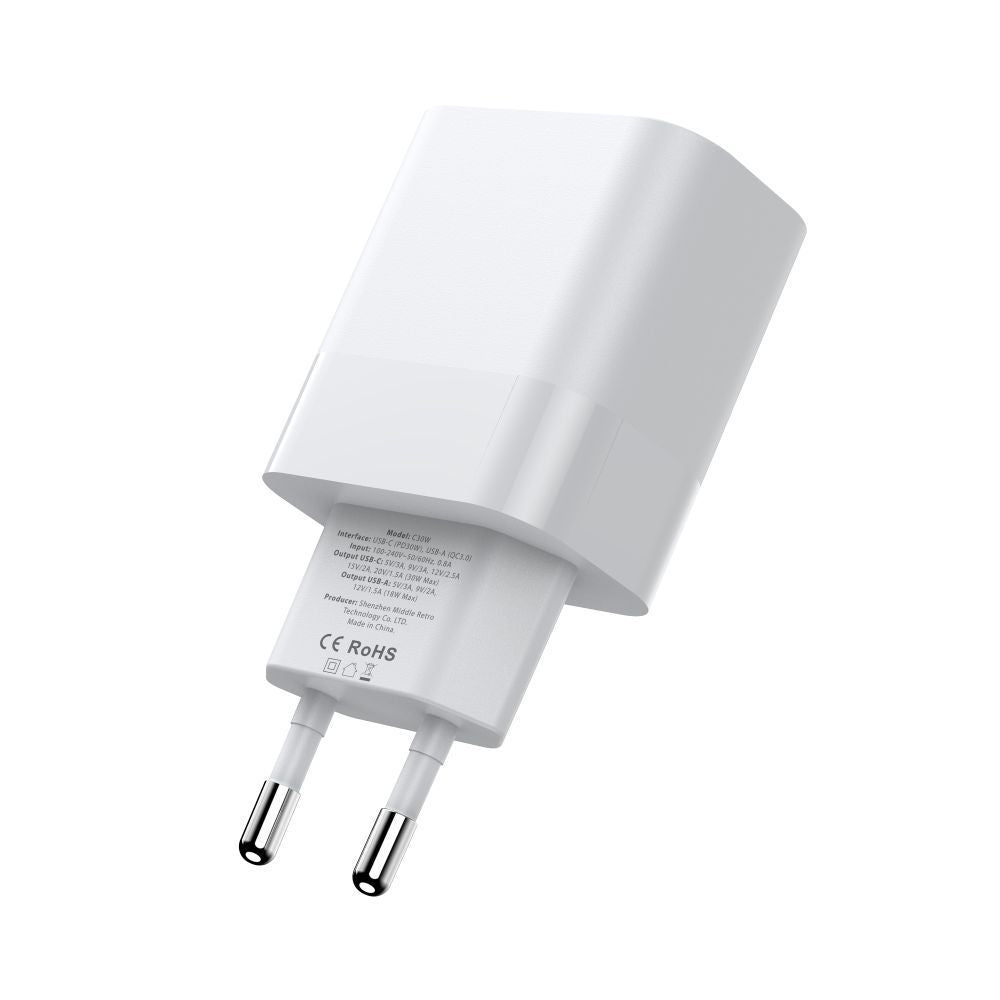 Tech-Protect C20W įkroviklis 2x USB-C PD 20W - baltas -- Cell phone chargers