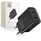 Tech-Protect C20W įkroviklis 2x USB-C PD 20W - juodas -- Cell phone chargers