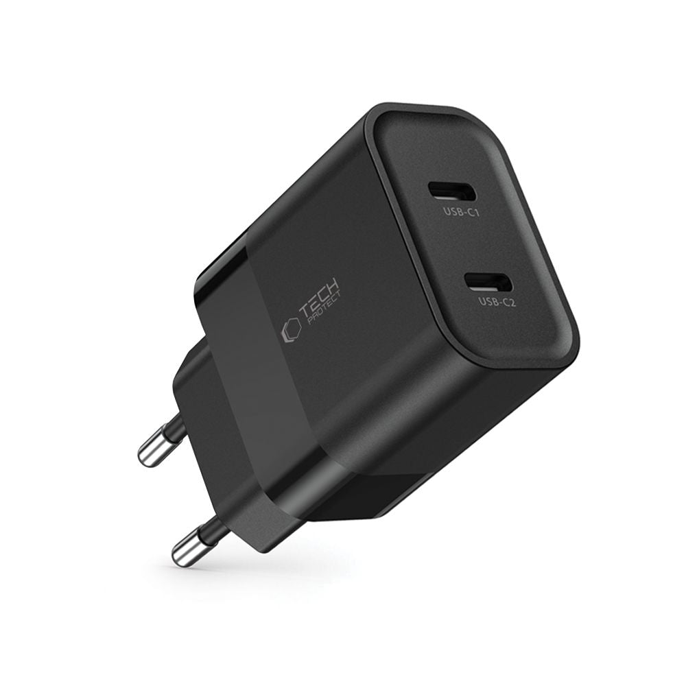 Tech-Protect C20W įkroviklis 2x USB-C PD 20W - juodas -- Cell phone chargers