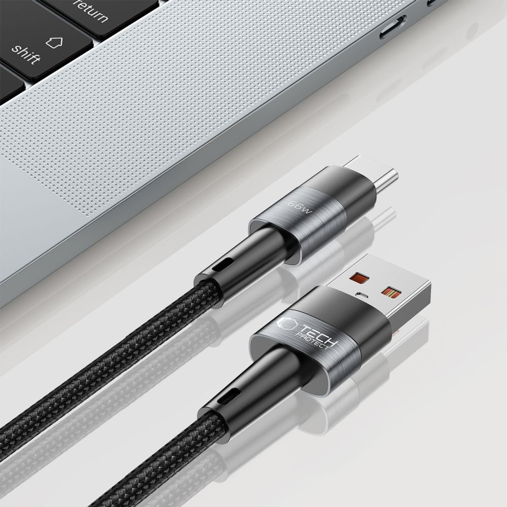 Tech-Protect UltraBoost USB-C / USB-A laidas 66W 6A 0.5m - pilkas -- Cell phone cables