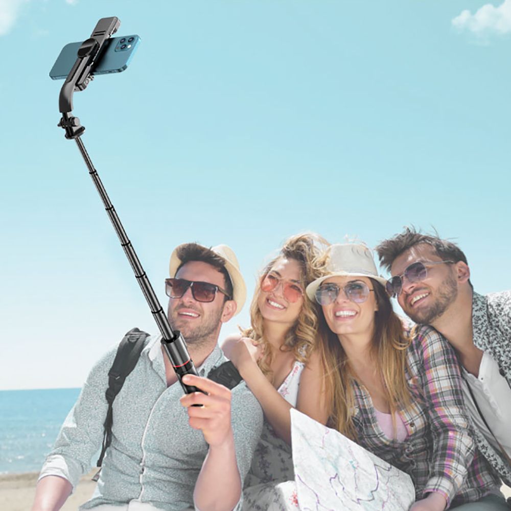 Tech-Protect L05S Bluetooth asmenukių lazda su trikoju iki 105cm su LED šviestuvu - juoda -- Selfie Sticks & Tripods