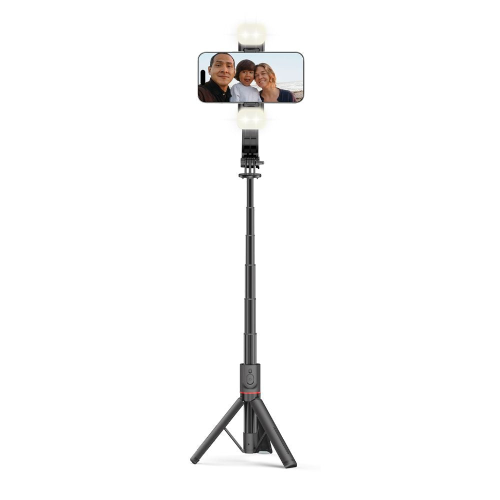 Tech-Protect L05S Bluetooth asmenukių lazda su trikoju iki 105cm su LED šviestuvu - juoda -- Selfie Sticks & Tripods